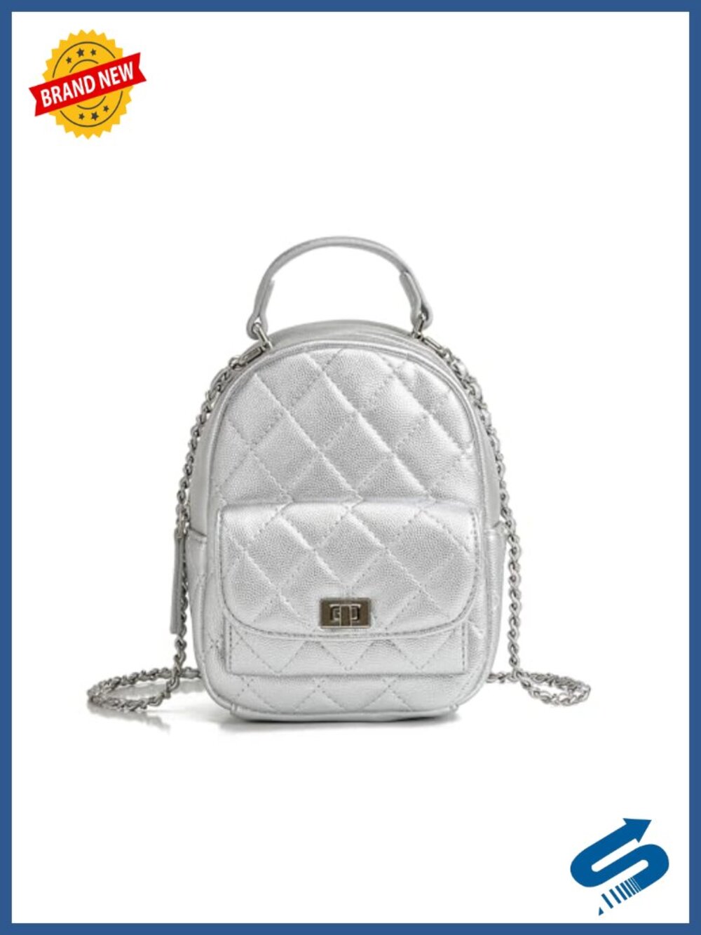 Quilted Faux Leather Mini Backpack Purse Vegan Chain Convertible Women
